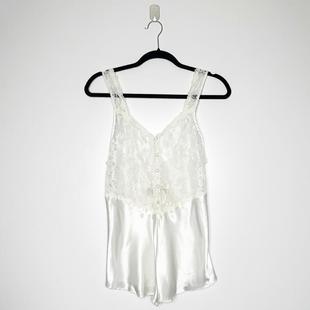 Victoria's Secret Vintage Gold Label Satin Romper Playsuit Women's White Size P